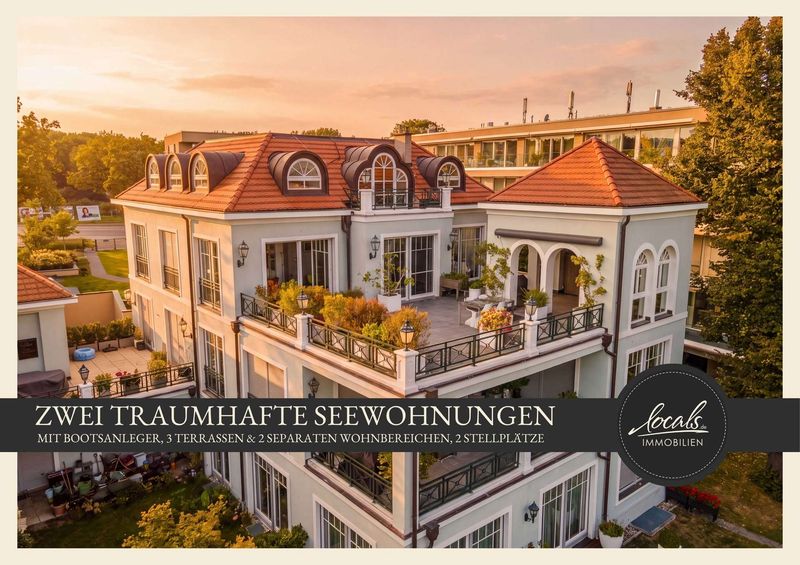 Zwei traumhafte Seewohnungen mit Bootsliegeplatz, 3 Terrassen, 2 separate Eingänge und Stellplätze
